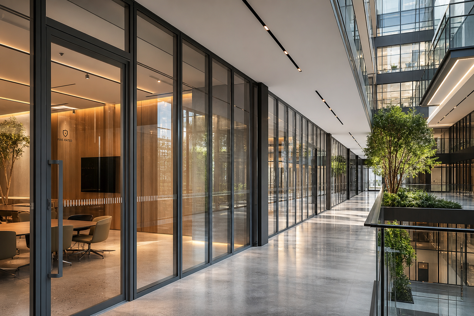 Commercial Fire-Rated Glass Partition System